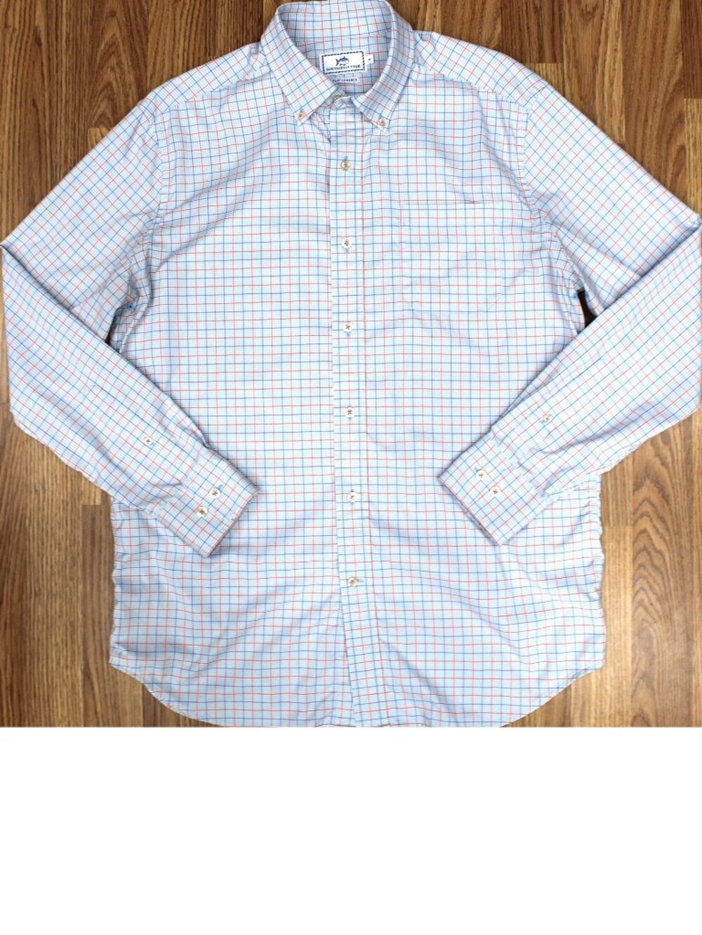 SOUTHERN TIDE REGULAR FIT FIT NYLON/SPANDEX SHIRT BLUE, ORANGE & WHITE MEDIUM, M - Picture 2 of 4